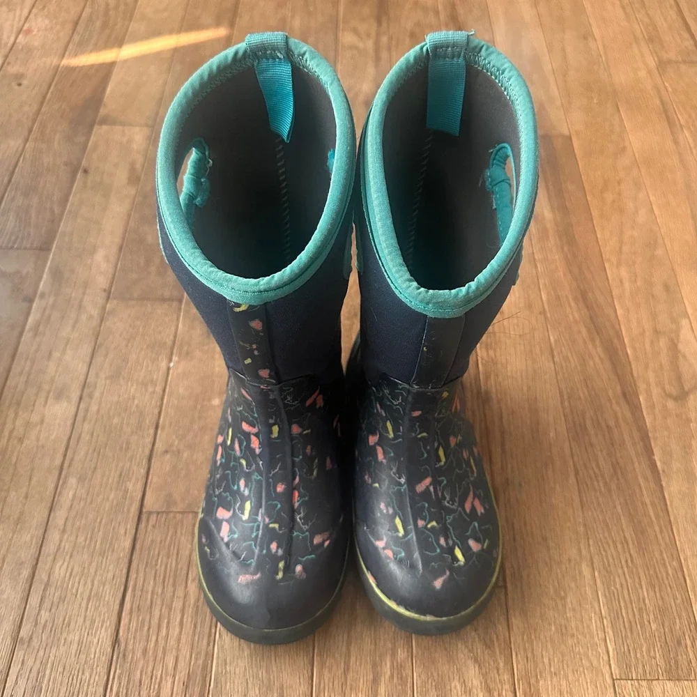 Bogs Classic II Pets Boots Kids Size 12 Waterproof Insulated Cat Print Navy Blue